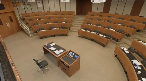 Empty classroom university or collage back to school 3d illustration Stock Illustration