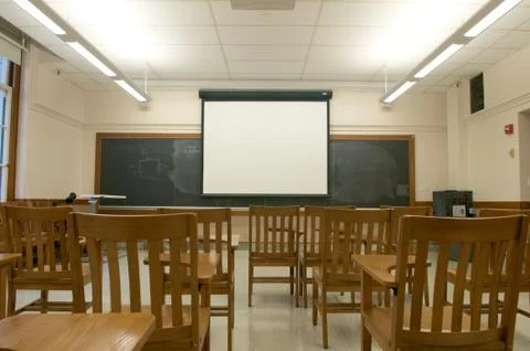 Empty classrooms in college Foto stock