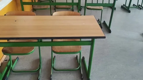 Empty classrooms as school holidays approach Stock Footage 339651567