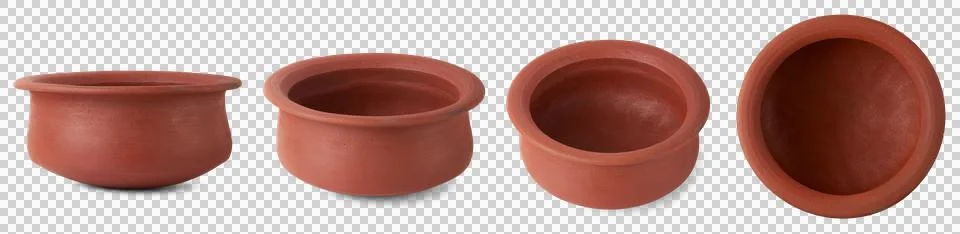 Empty clay pot containers isolated Stock Photos