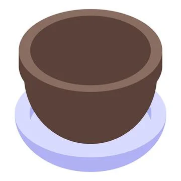 Empty clay pot sitting on a ceramic saucer for plants Stock Illustration