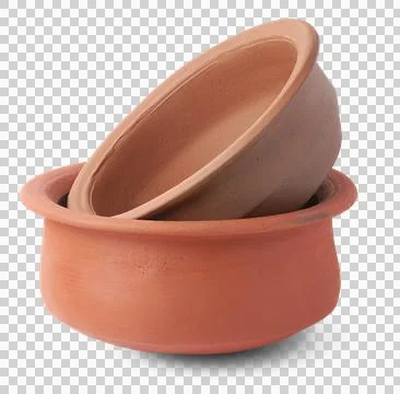Empty clay pots containers isolated Stock Photos