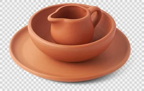 Empty clay pots or earthenware isolated Stock Photos