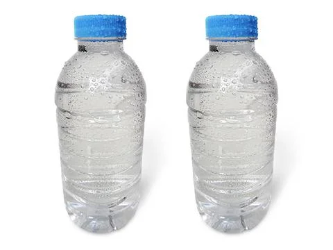 Empty clean and clear water bottle isolated on with isolated on a white backg Stock Photos