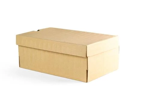 Empty clean box. Shoe box. Close up. Isolated on white background Stockfoto's