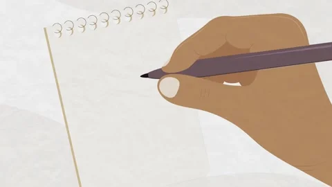 An empty, clean notebook page with a hand writing with a pen Stock Footage 322099557