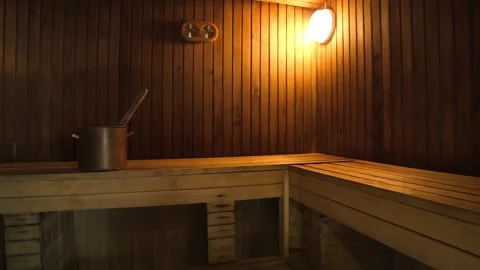 Empty, Clean Traditional Sauna Stock Footage 262562818