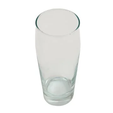 Empty clear glass on white background. High angle view of transparent cylin.. Stock Photos