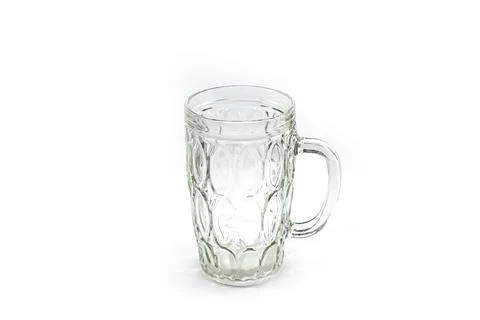 Empty clear old model transparent mug made of glass Foto stock