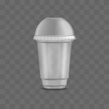 Empty clear transparent disposable plastic cup with closed dome lid and cap Stock Illustration