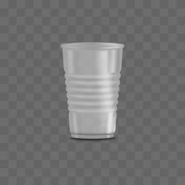 Empty clear transparent disposable plastic cup with grooved. Stock Illustration