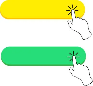 Empty click here buttons collection with hand pointer Illustrazione stock