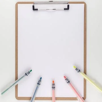 Empty clip board with copy space mock up template Square top view mock up ... Foto stock