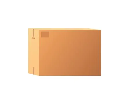 Empty Closed Box Mockup, Post Container for Goods Stock Illustration
