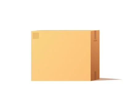 Empty Closed Box Mockup, Post Container for Goods Stock Illustration