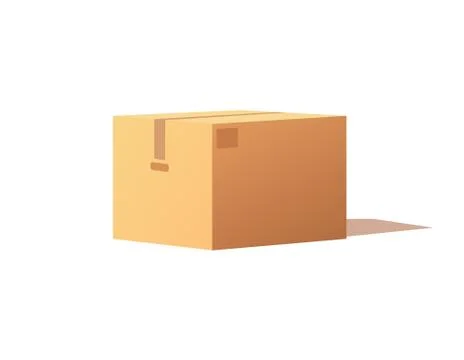 Empty Closed Box Mockup, Post Container for Goods Stock Illustration