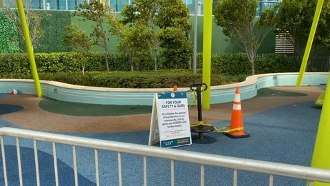Empty closed playground. Quarantine in Miami Stock Footage 126547507