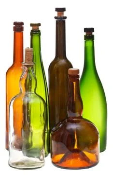 Empty closed wine bottles isolated Foto stock