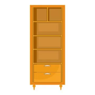 Empty closet isolated on white background. Brown wardrobe. Stock Illustration