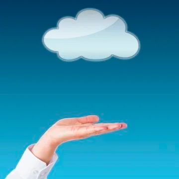 Empty Cloud And Open Palm With Copy Space. Stock Photos