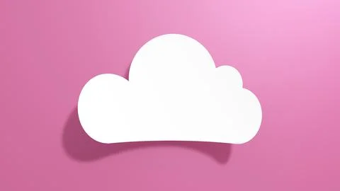 Empty Cloud Speech Bubble. White Cut Out Paper on Pink Background. 3D Render. Stock Illustration