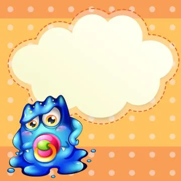 An empty cloud template at the back of a young monster Illustrazione stock