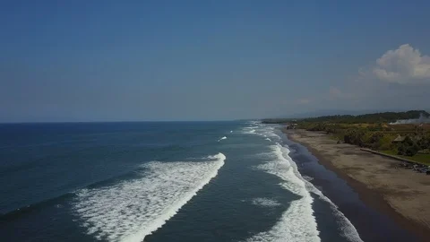 Empty Coastline with Waves in Bali Indonesia Yeh Ganga Beach Stock Footage 101789394