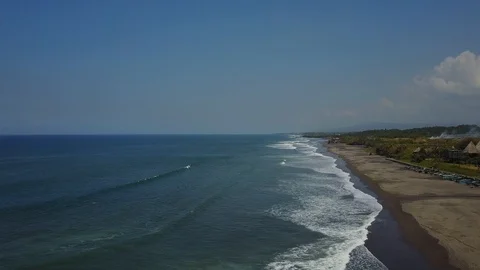 Empty Coastline with Waves in Bali Indonesia Yeh Ganga Beach Stock Footage 101789461