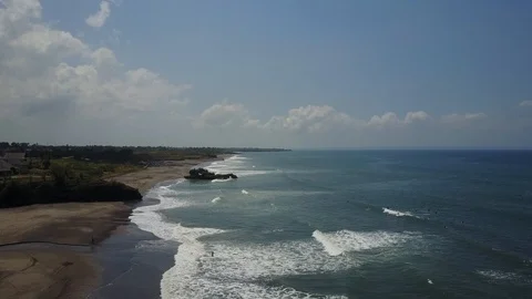 Empty Coastline with Waves in Bali Indonesia Yeh Ganga Beach Stock Footage 101790150
