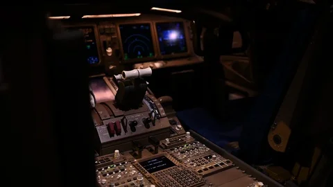 Empty cockpit of an airplane Video stock 119220381