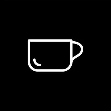 Empty Coffee Cup Line Icon On Black Background. Black Flat Style Vector Illus Stock Illustration