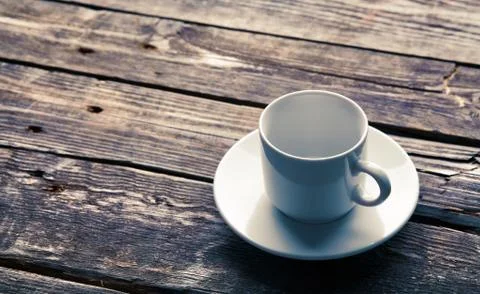 Empty coffee cup on wooden table 写真素材
