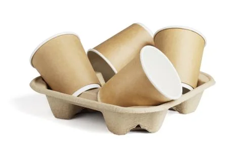 Empty Coffee Cups on Paper Tray Stock Photos