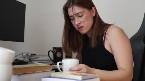 Empty coffee mug during study Video stock 341233433