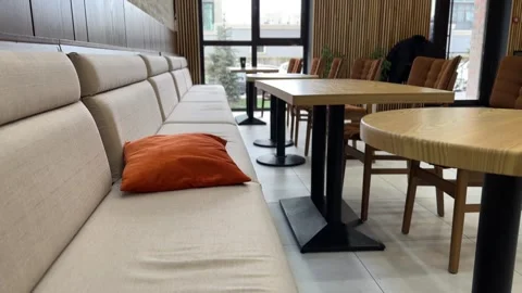 Empty Coffee Shop With Cozy Interior Stock Footage 254325696
