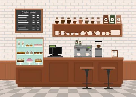 Empty coffee shop interior . Stock Illustration