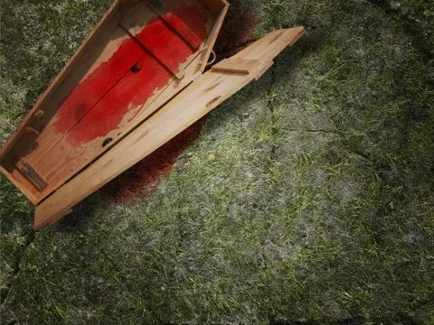 Empty Coffin Halloween Background Stock Photos