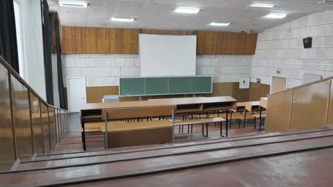 Empty College Classroom Before Lecture Stock Footage 265167021