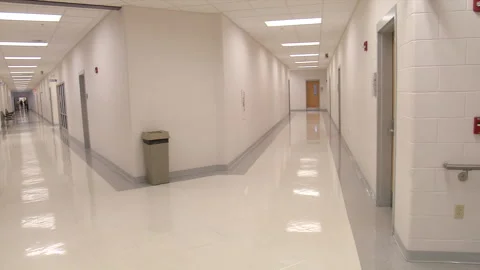 Empty College Hallway pan Stock Footage 252089640