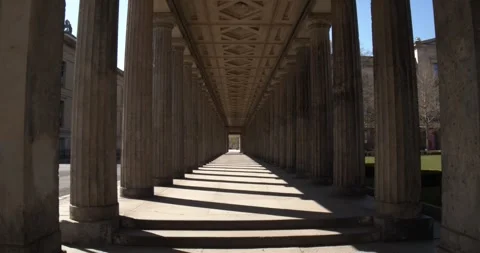Empty Colonnade Museum Island Berlin COVID-19 Pandemic Lockdown March 24 2020 Stock Footage 331663033