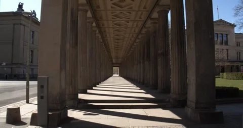 Empty Colonnade Museum Island Berlin COVID-19 Pandemic Lockdown March 24 2020 Stock Footage 331665246