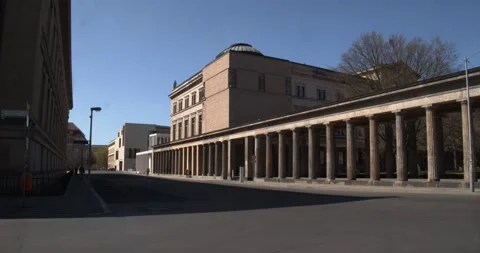 Empty Colonnade Museum Island Berlin COVID-19 Pandemic Lockdown March 24 2020 Stock Footage 331665276