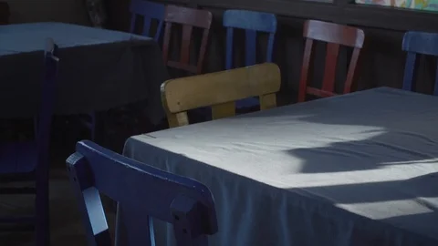 Empty colored chairs Video stock 98401973