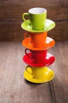 Empty colored cups Stock Photos