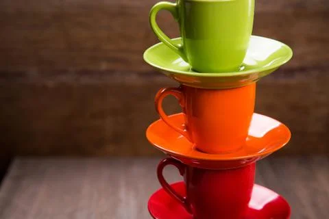 Empty colored cups Stock Photos