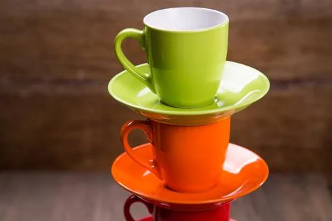 Empty colored cups Stock Photos