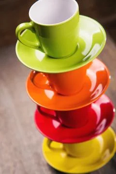 Empty colored cups Stock Photos