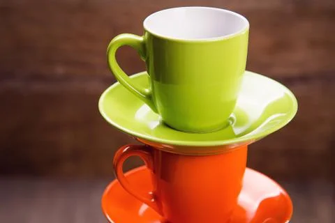 Empty colored cups Stock Photos