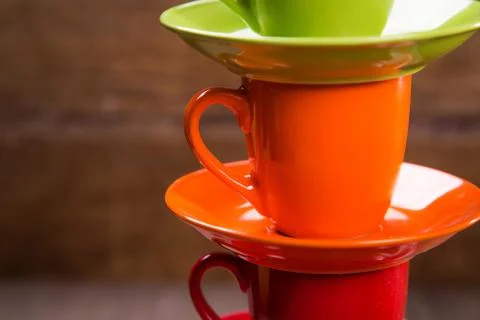 Empty colored cups Stock Photos