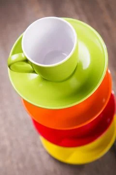 Empty colored cups Stock Photos